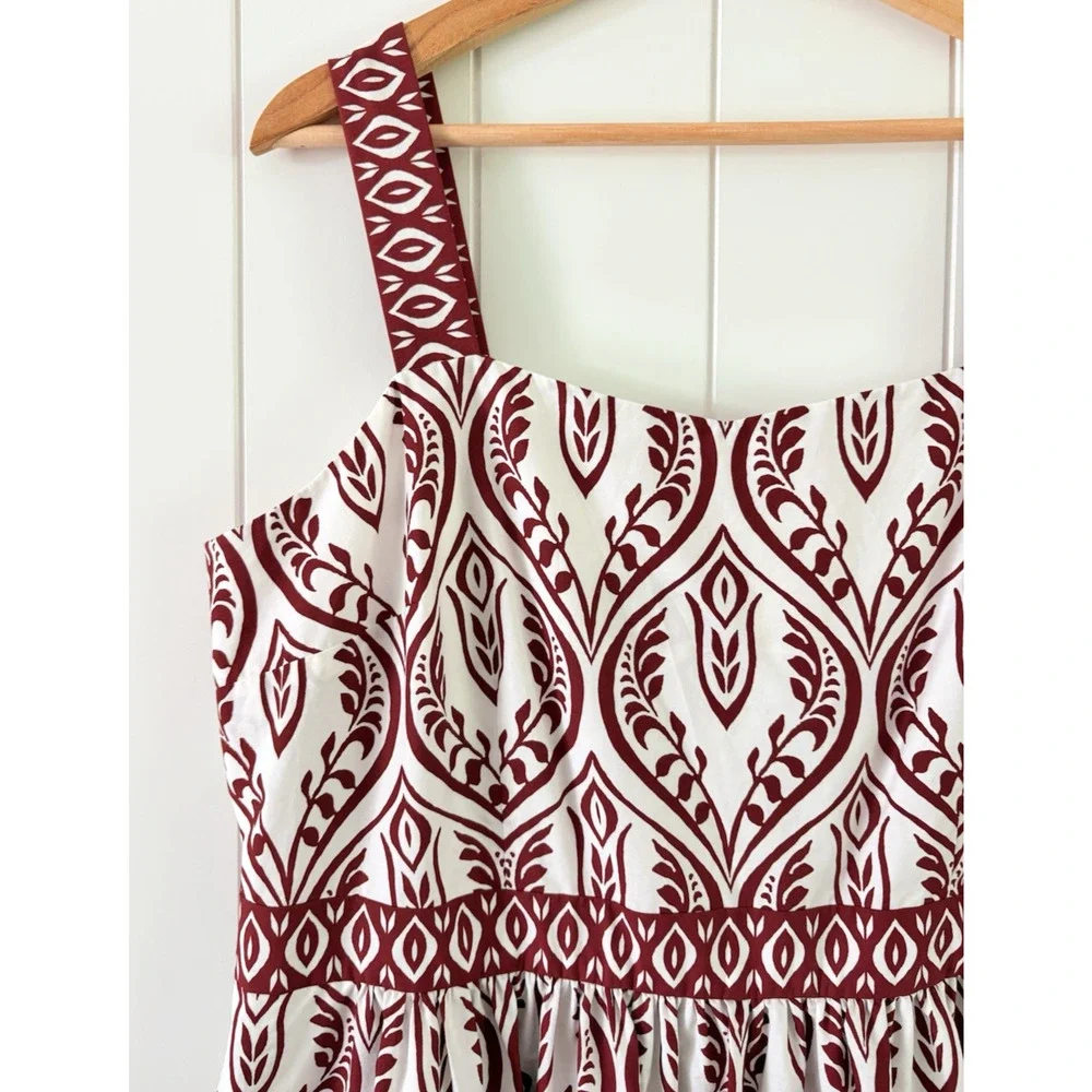 Talbots Modern Cotton Poplin Fit & Flare Maxi Dress Bohemian Medallion 16 Petite - Picture 5 of 10